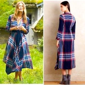Anthropologie Blue Plaid Dress Isabella Sinclair